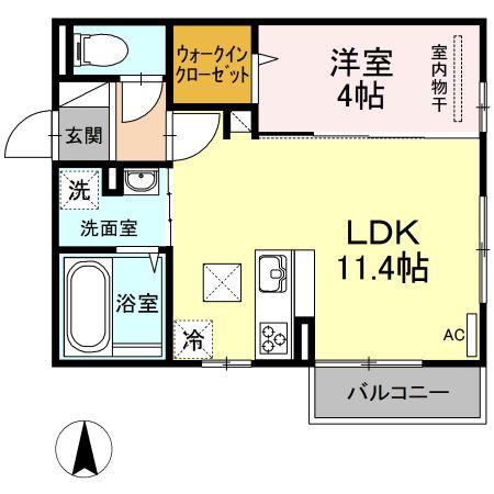 リヴェール(1LDK/1階)の間取り写真