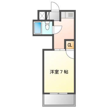CASA山手(1K/3階)の間取り写真