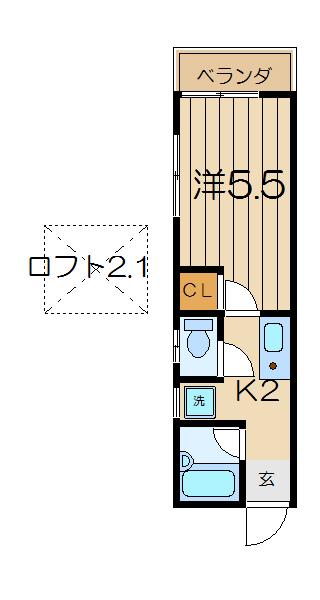 イースタンパレス横須賀中央(1K/2階)の間取り写真