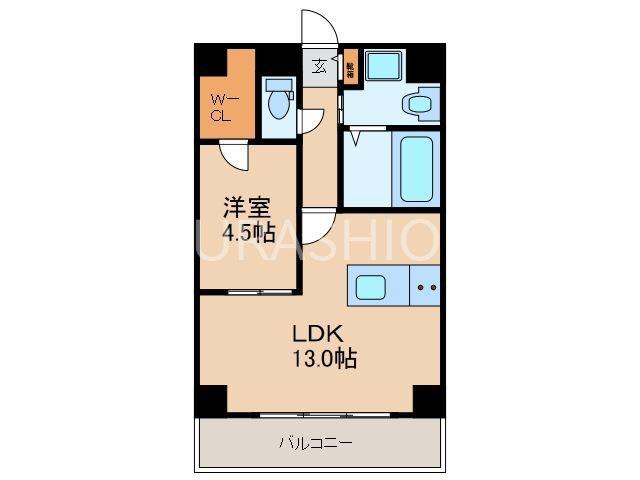 KDXレジデンス天神東II(1LDK/2階)の間取り写真