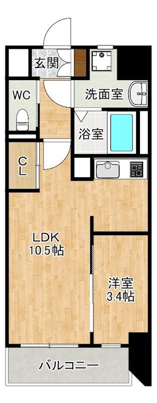 G-APARTMENT開(1LDK/1階)の間取り写真