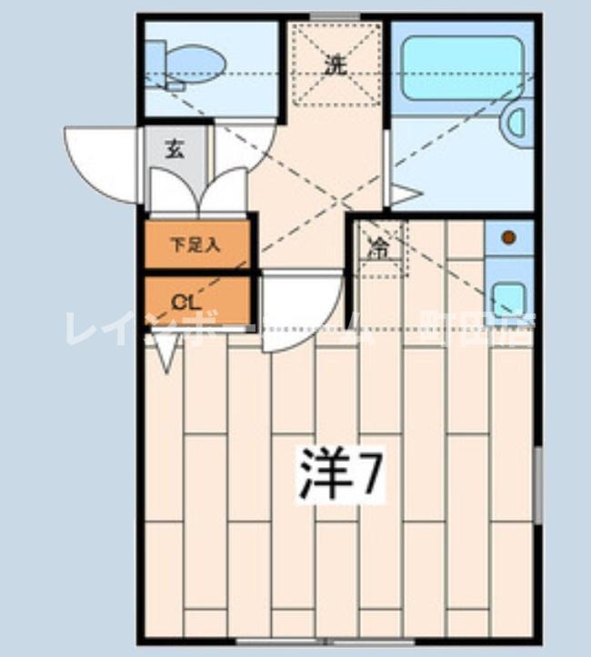 パームハイム(ワンルーム/1階)の間取り写真