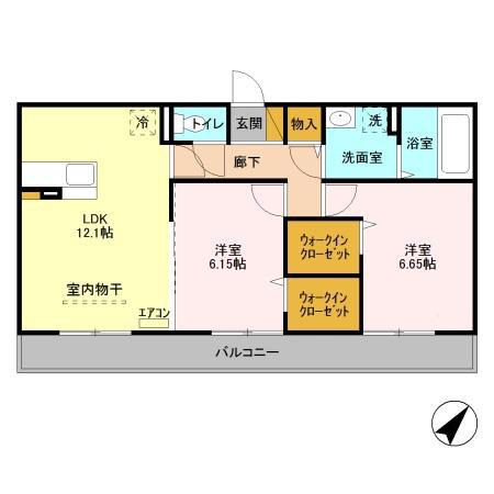 エスペランサ B(2LDK/2階)の間取り写真