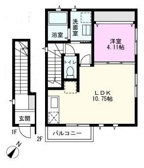 CASA KUREA(1LDK/2階)の間取り写真