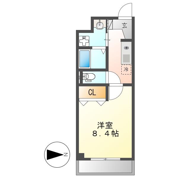 セントラルハイツ名古屋(1K/3階)の間取り写真