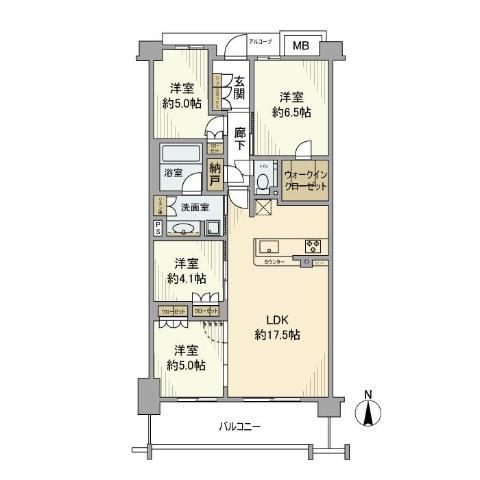 シエリア茨木東宮町(4LDK/4階)の間取り写真