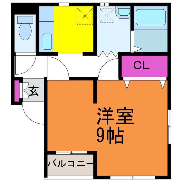 ハイライフ紫竹山B(1K/1階)の間取り写真