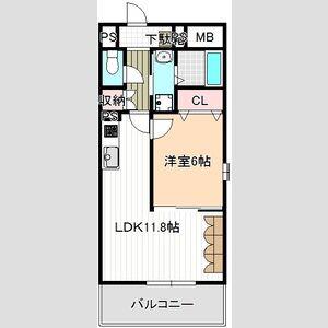 ヴァン オンズ(1LDK/1階)の間取り写真