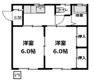 サンハイムオオタ(2K/1階)の間取り写真