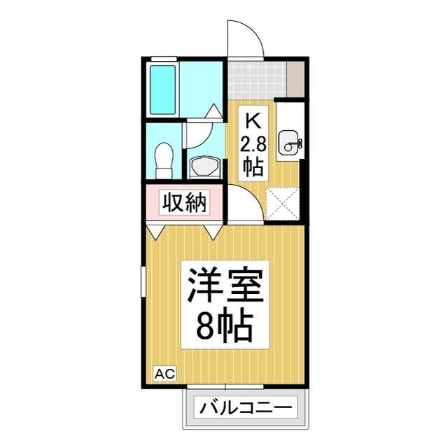アドバンスエイト(1K/2階)の間取り写真