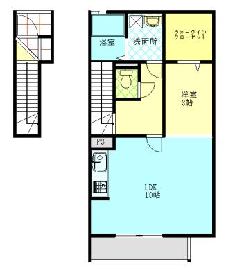 D-ROOM東大通(1LDK/2階)の間取り写真