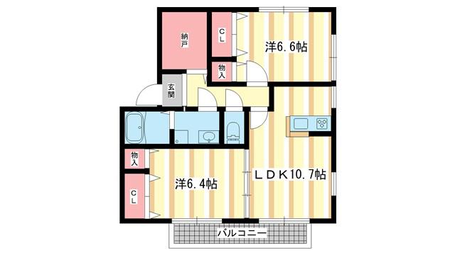 LEGAME(2LDK/2階)の間取り写真