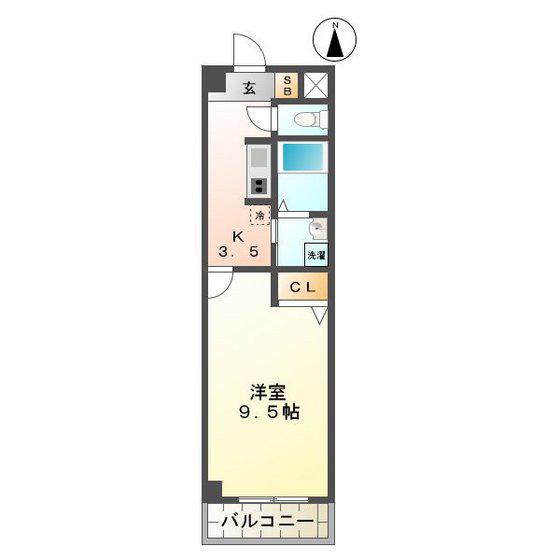 セントラルコート(1K/2階)の間取り写真