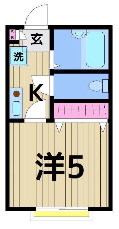 晝間レッド(1K/2階)の間取り写真