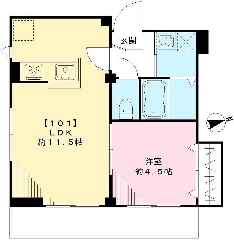 ニュービッグガーデン(1LDK/1階)の間取り写真