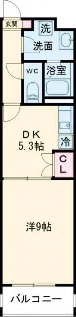 レジディア東桜(1DK/9階)の間取り写真