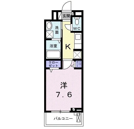 ウエストメゾン北袋I(1K/2階)の間取り写真