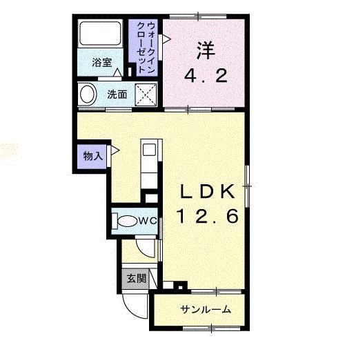 リベーラ西津田(1LDK/1階)の間取り写真