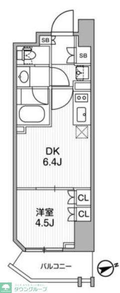 ディームス蔵前RESIDENCE(1DK/2階)の間取り写真
