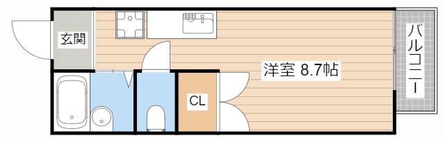 セーコーハイツ(ワンルーム/2階)の間取り写真