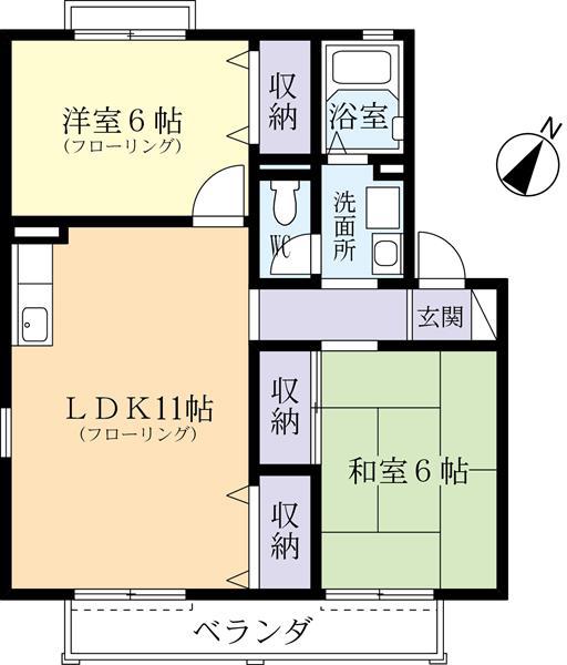 グランシャリオB(2LDK/1階)の間取り写真