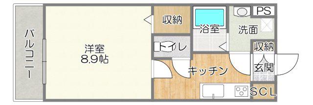 田畑ハイツルシアスVIII(1K/4階)の間取り写真