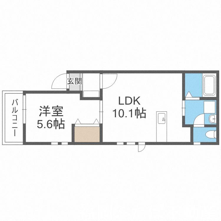 リテラ大濠公園(1LDK/1階)の間取り写真