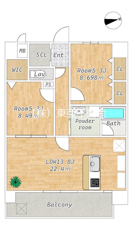 VIVERE津浦(2LDK/4階)の間取り写真