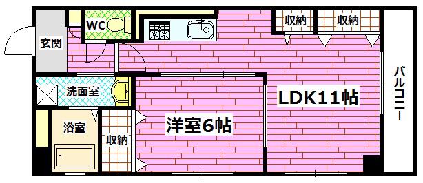 ASHIYA VIVID 海田(1LDK/3階)の間取り写真