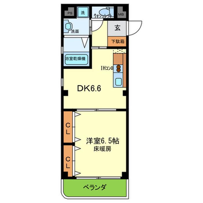 アルユータ六甲道(1DK/2階)の間取り写真