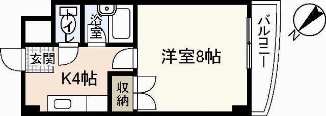 リスティア中筋(1K/2階)の間取り写真