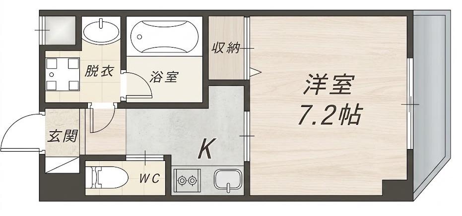 ル・クール今里(1K/2階)の間取り写真