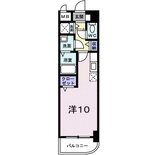 ヴァレ谷上(ワンルーム/4階)の間取り写真