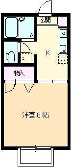 カサヌーボA棟(1K/1階)の間取り写真