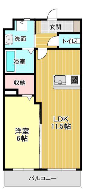 プレージョ元魚(1LDK/1階)の間取り写真