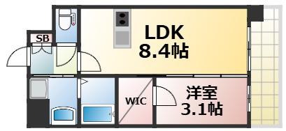 プレサンス東小橋エレディータ(1LDK/4階)の間取り写真