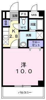 ドミールソレイユ(1K/2階)の間取り写真