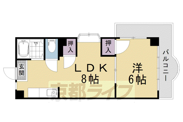 メイプルリーフ上花山(1LDK/1階)の間取り写真