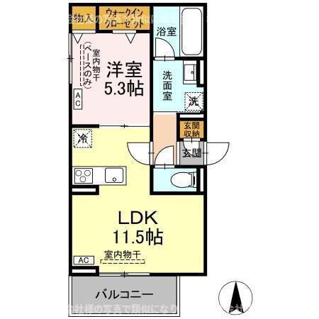 LA TERRE(1LDK/1階)の間取り写真
