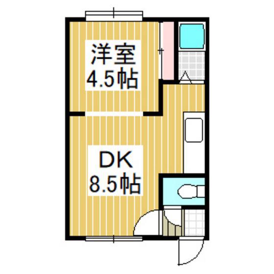 ソレイユプレファイブ(1DK/2階)の間取り写真