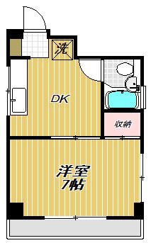 鳥利マンション(1K/2階)の間取り写真