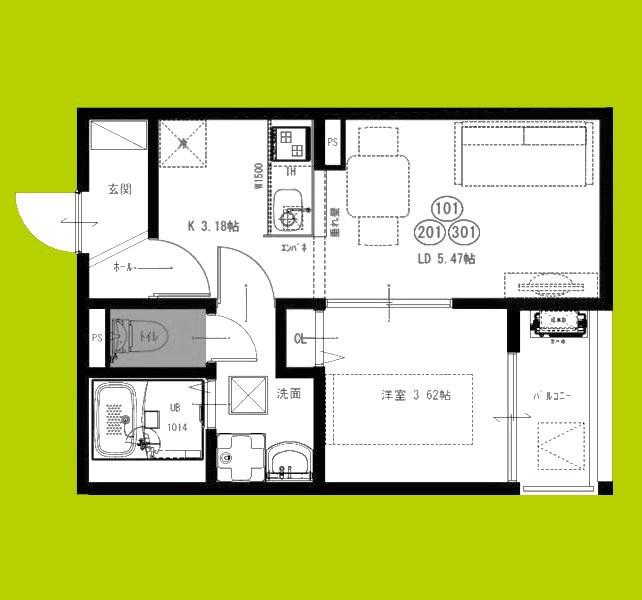FSTYLE西取石5号館(1LDK/3階)の間取り写真