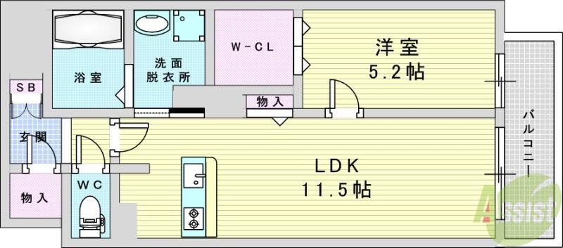 プルメリア西三国イースト(1LDK/3階)の間取り写真