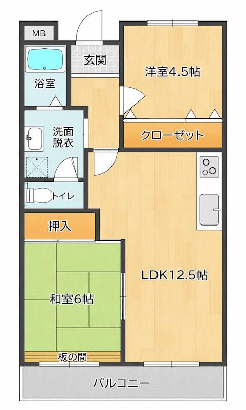 ニードハイツ(2LDK/3階)の間取り写真