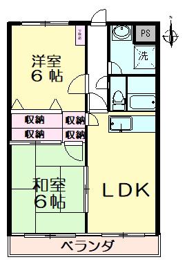 グランドールやよい(2LDK/2階)の間取り写真
