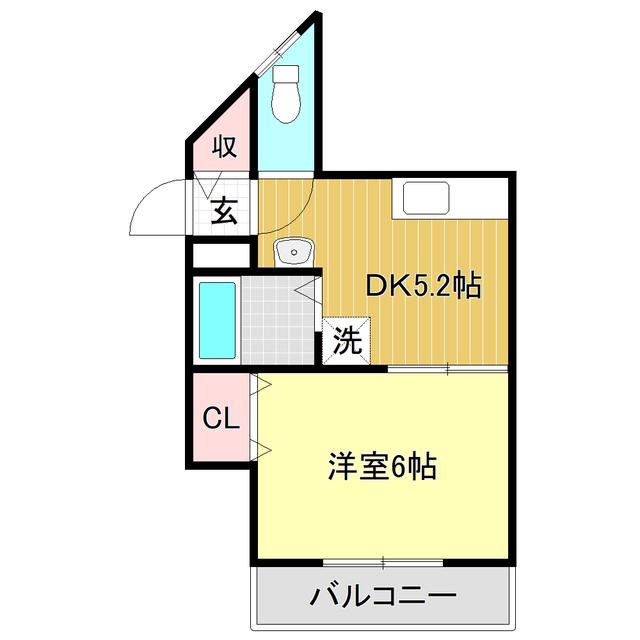 ラフィング・フラット(1DK/2階)の間取り写真