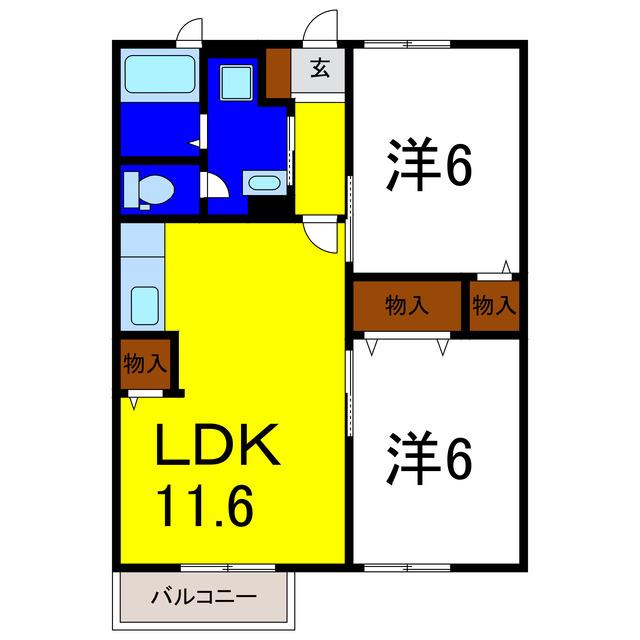 ハレクラニI(2LDK/2階)の間取り写真