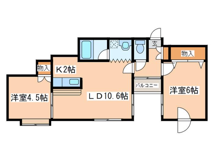 シャルム菊水(2LDK/3階)の間取り写真