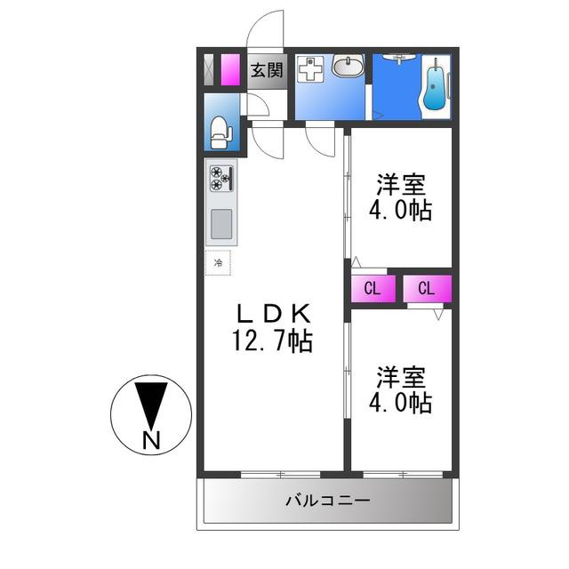 TIO GRACE(2LDK/3階)の間取り写真