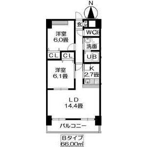 グランリーオ(2LDK/5階)の間取り写真